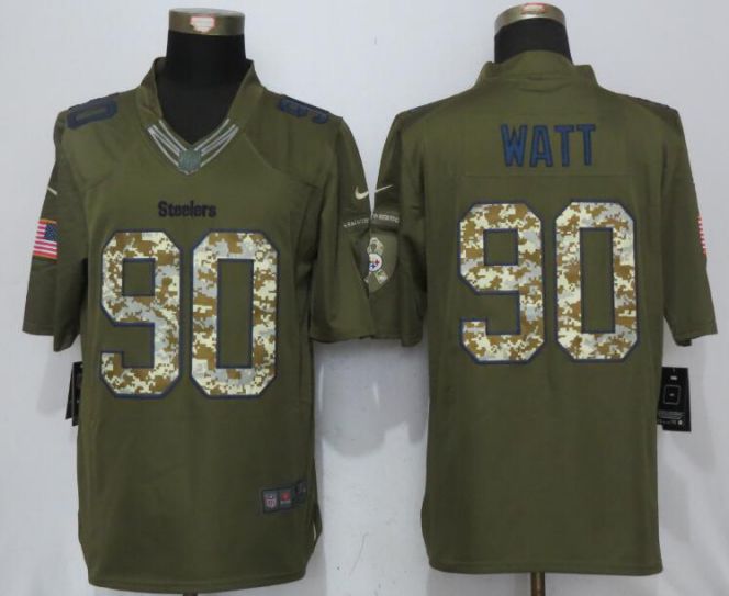 2017 NFL NEW Nike Pittsburgh Steelers #90 Watt Green Salute To Service Limited Jersey->->NFL Jersey
